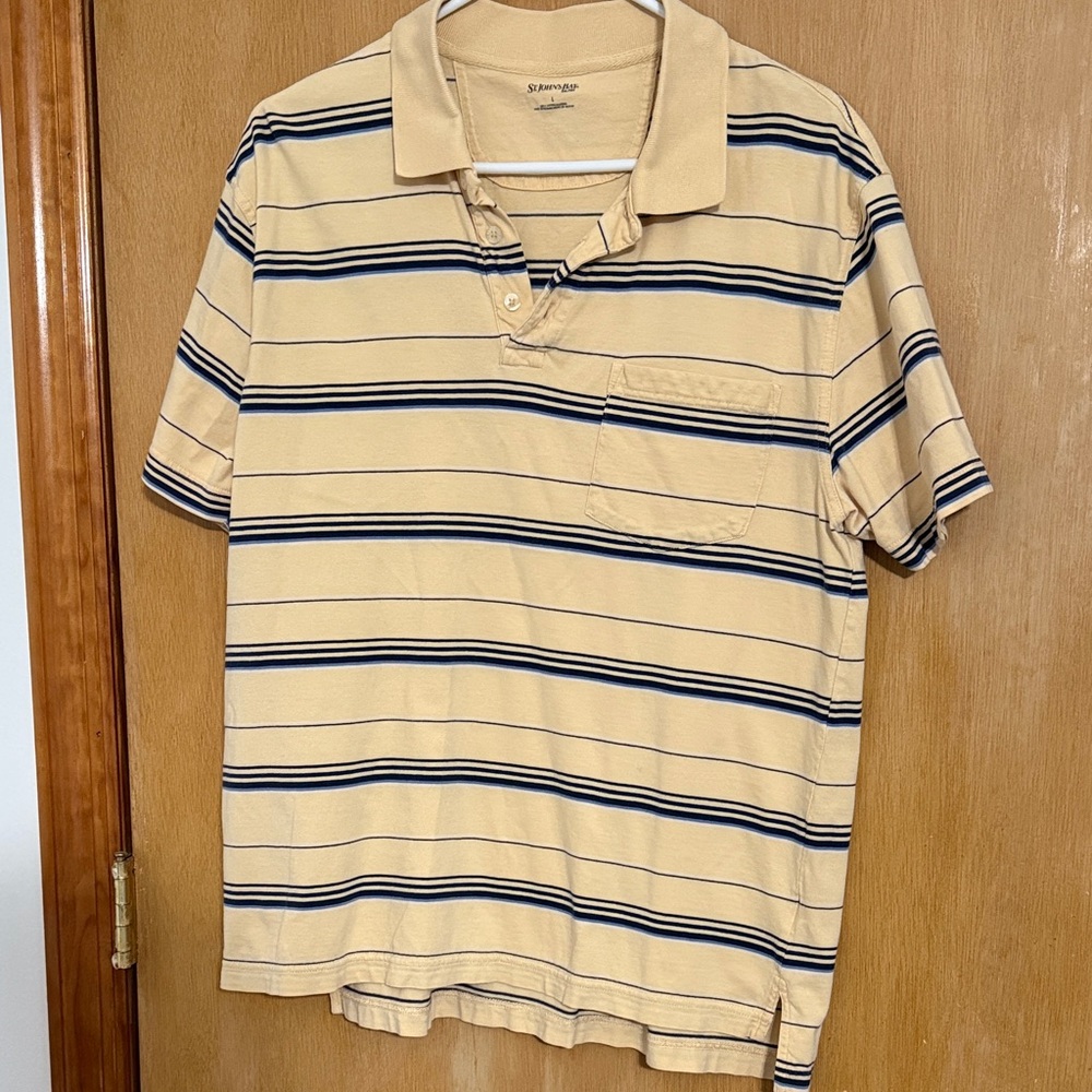 St John’s Bat Striped Beige Polo Shirt